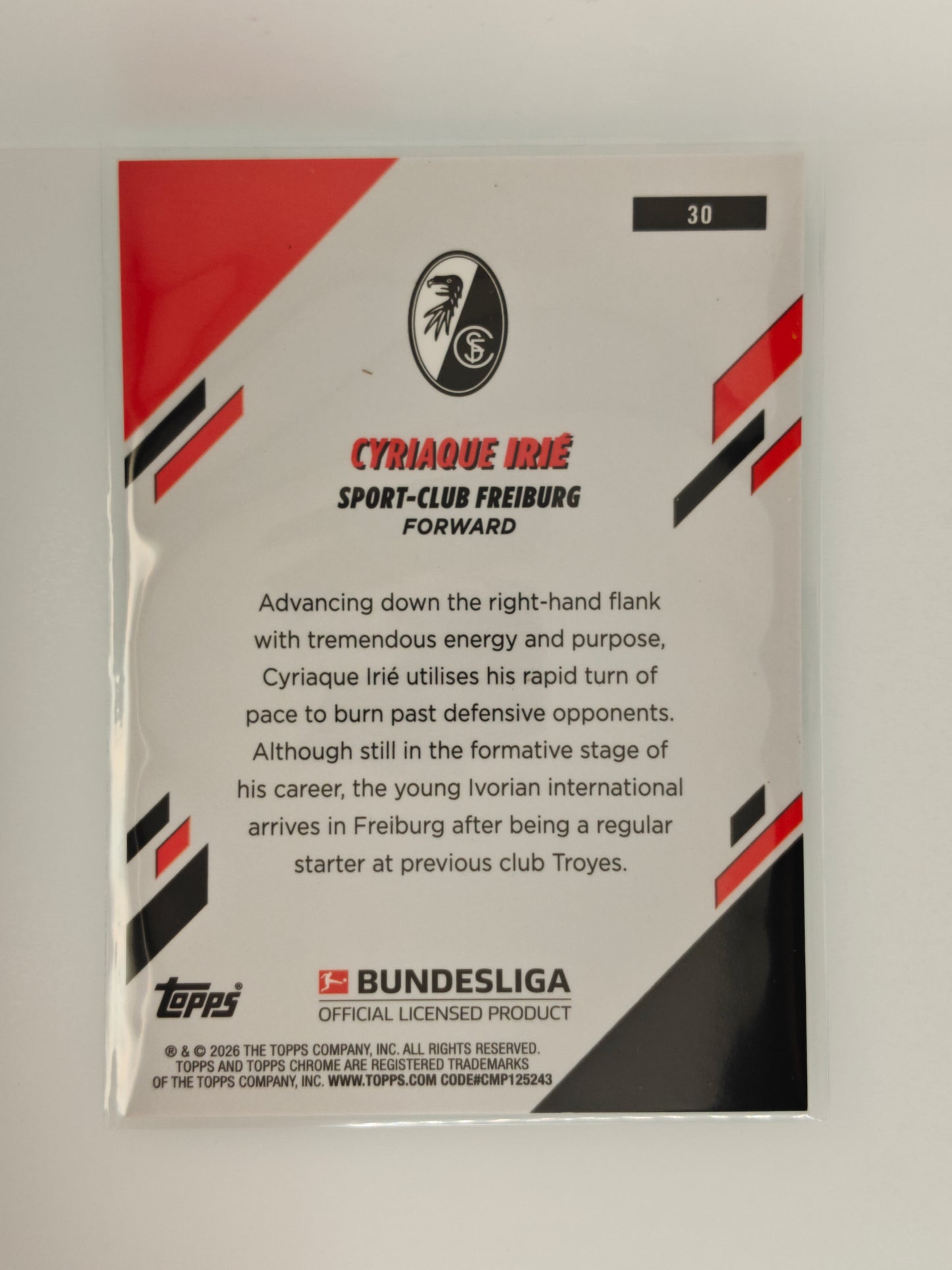 Cyriaque Irie /99 RC - Topps Chrome Bundesliga 25/26 - Sapphire