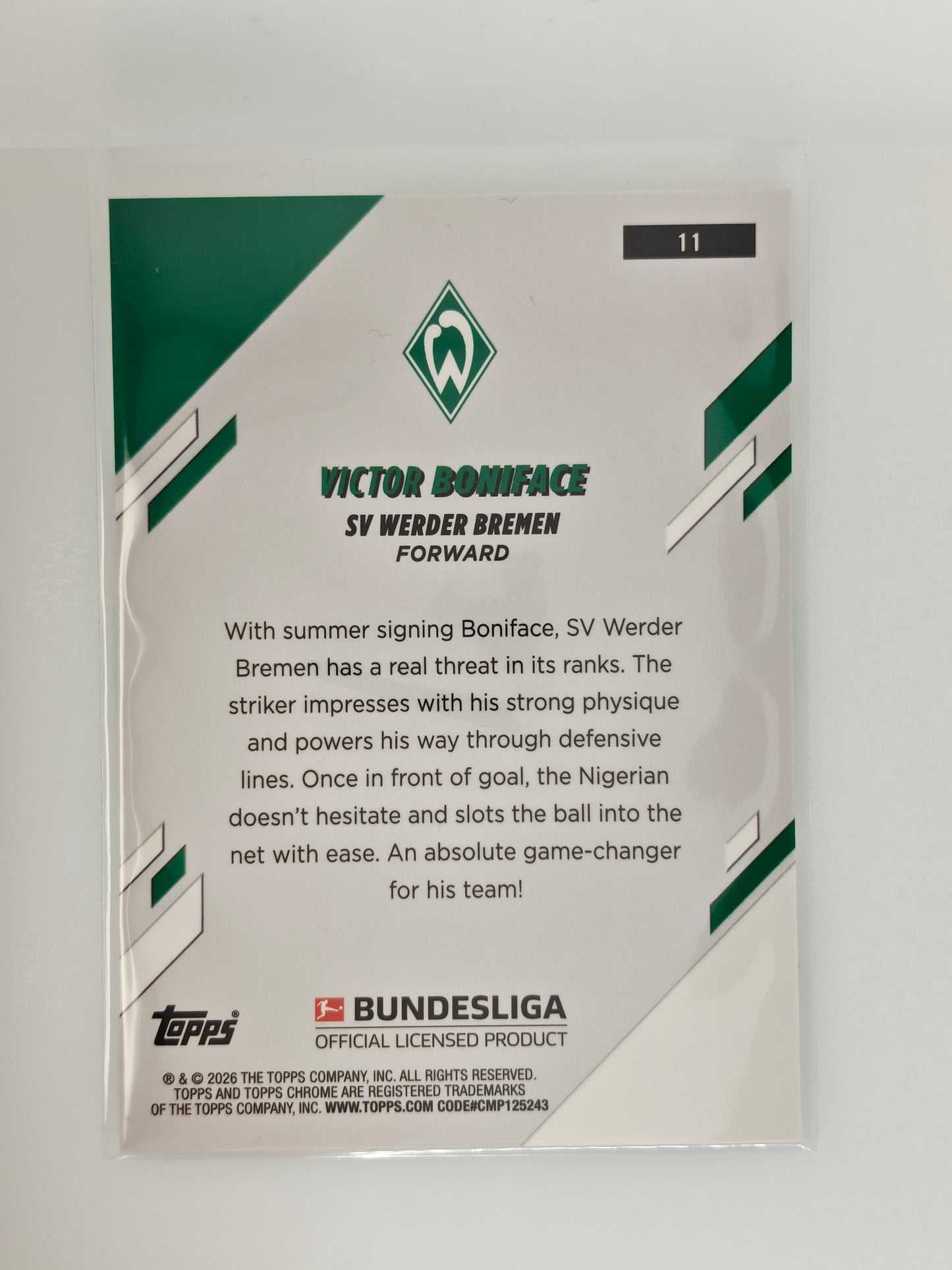 Victor Boniface /99 - Topps Chrome Bundesliga 25/26 - Sapphire