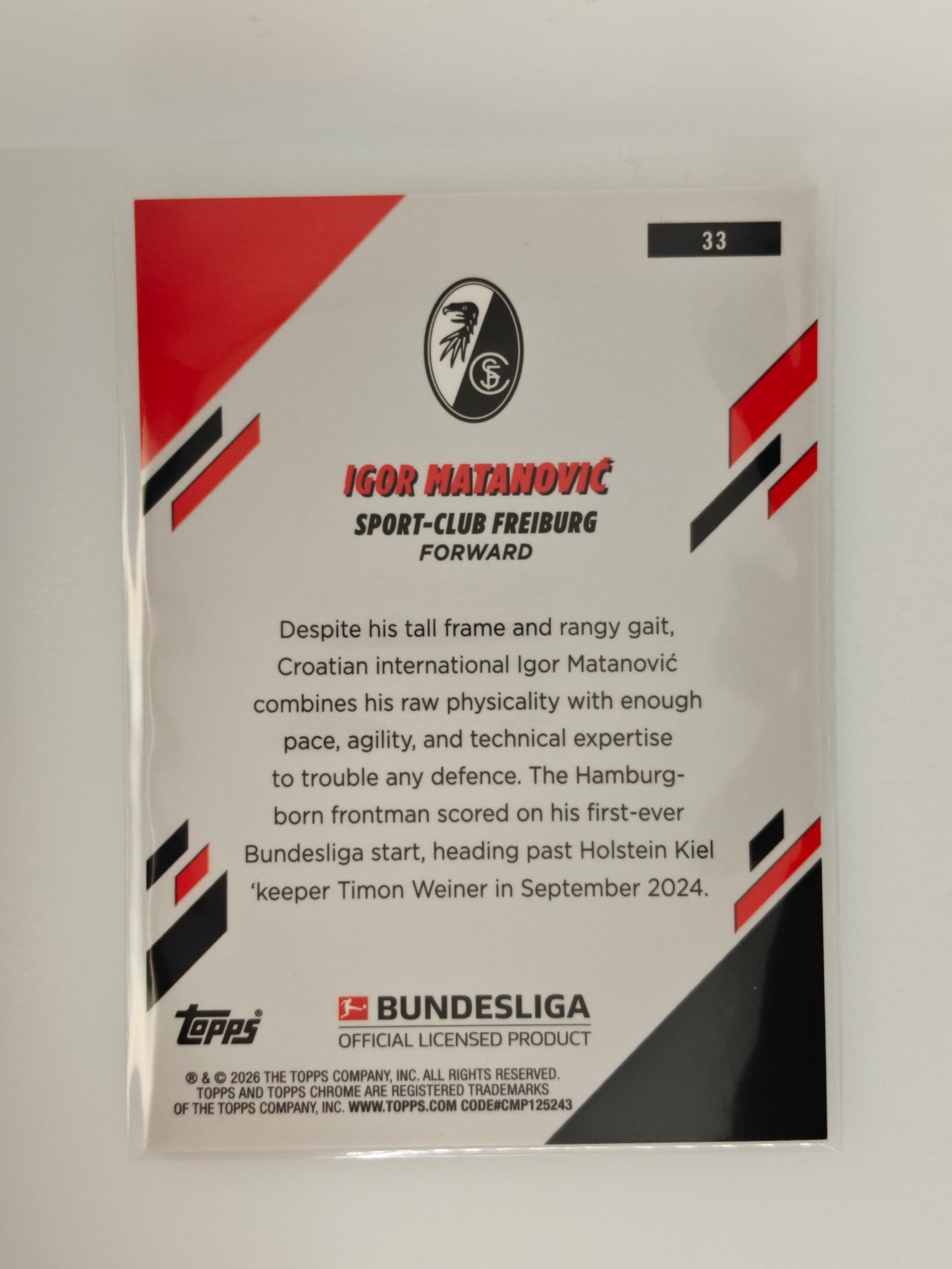 Igor Matanovic /50 - Topps Chrome Bundesliga 25/26 - Sapphire