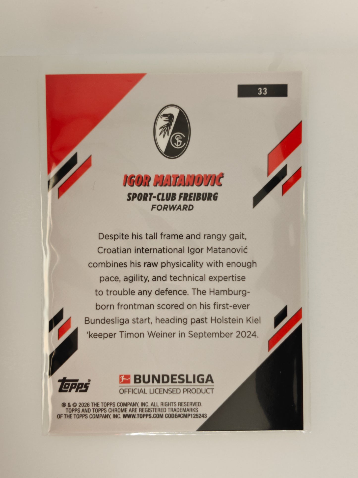 Igor Matanovic /75 - Topps Chrome Bundesliga 25/26 - Sapphire