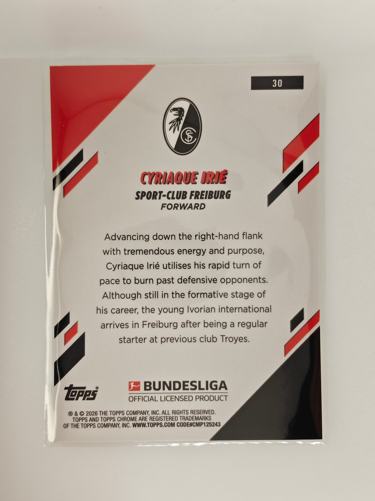 Cyriaque Irie /75 RC - Topps Chrome Bundesliga 25/26 - Sapphire