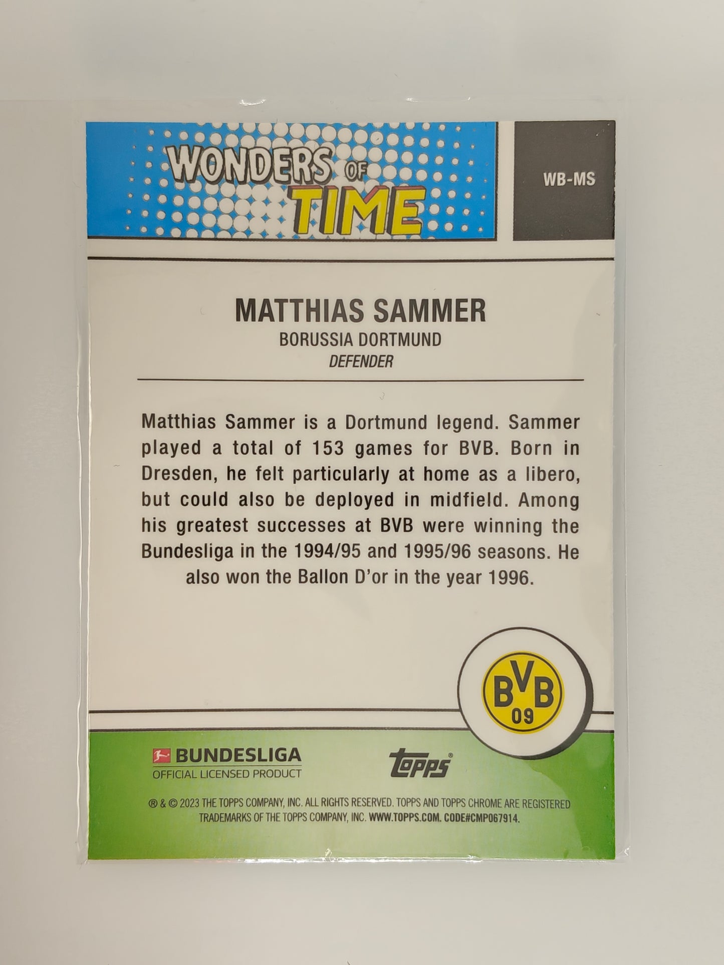 Matthias Sammer wonders of time casehit - Topps Chrome Bundesliga 22/23