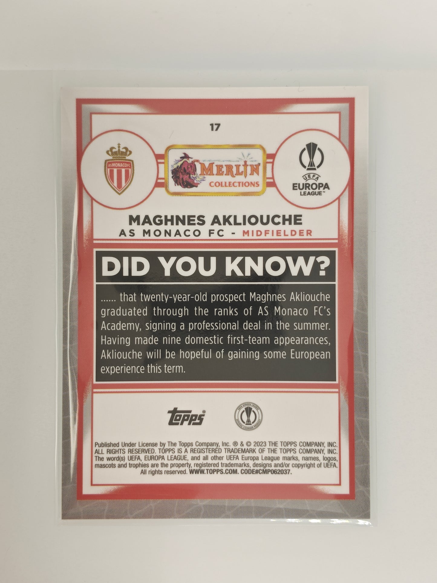Maghnes Akliouche /99 RC - Topps Merlin 22/23