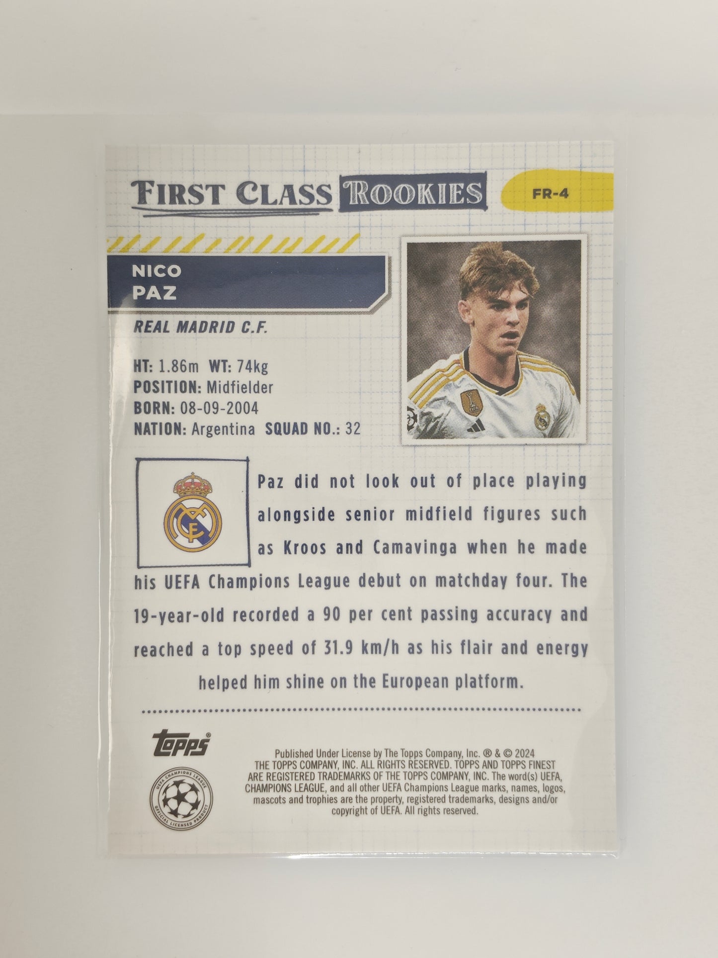 Nico Paz RC First class rookie - Topps Finest 23/24