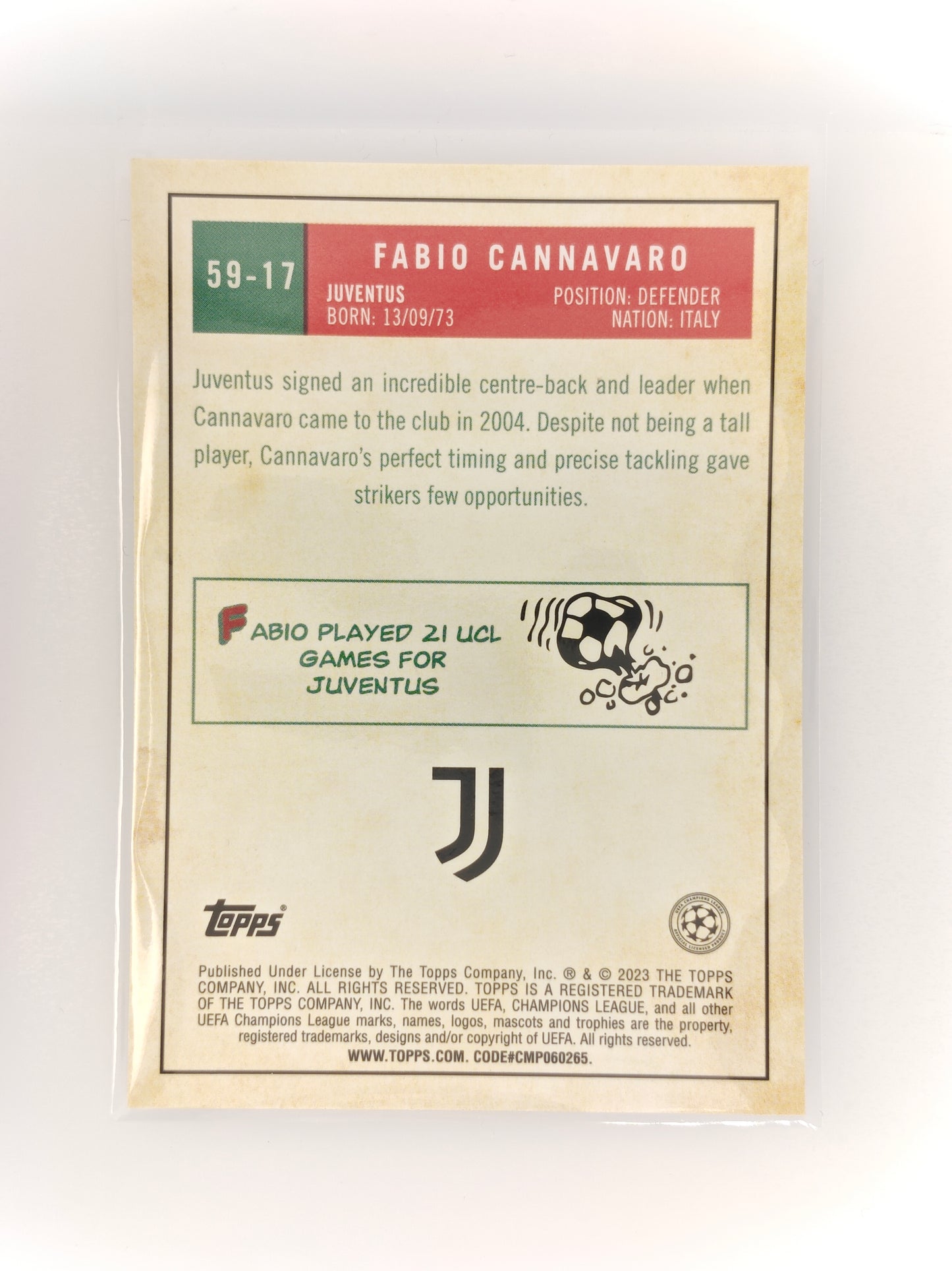 Fabio Cannavaro 1959 - Topps Chrome 22/23