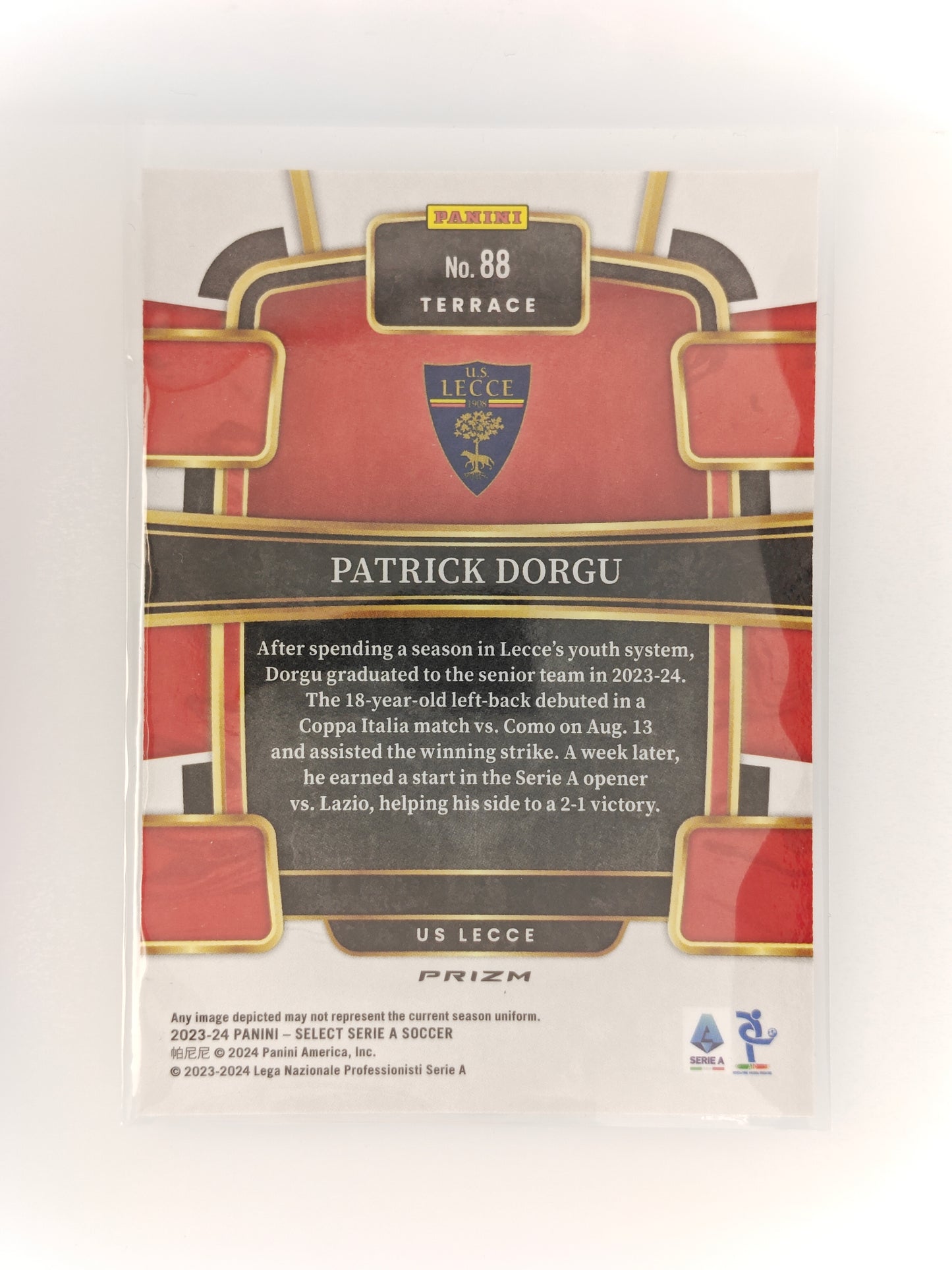 Patrick Dorgu RC Prizm/Refractor - Panini Select Serie A 23/24