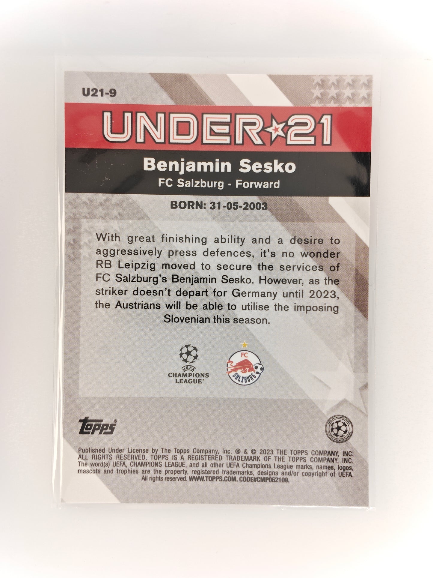 Benjamin Sesko Under 21 - Topps Merlin 22/23