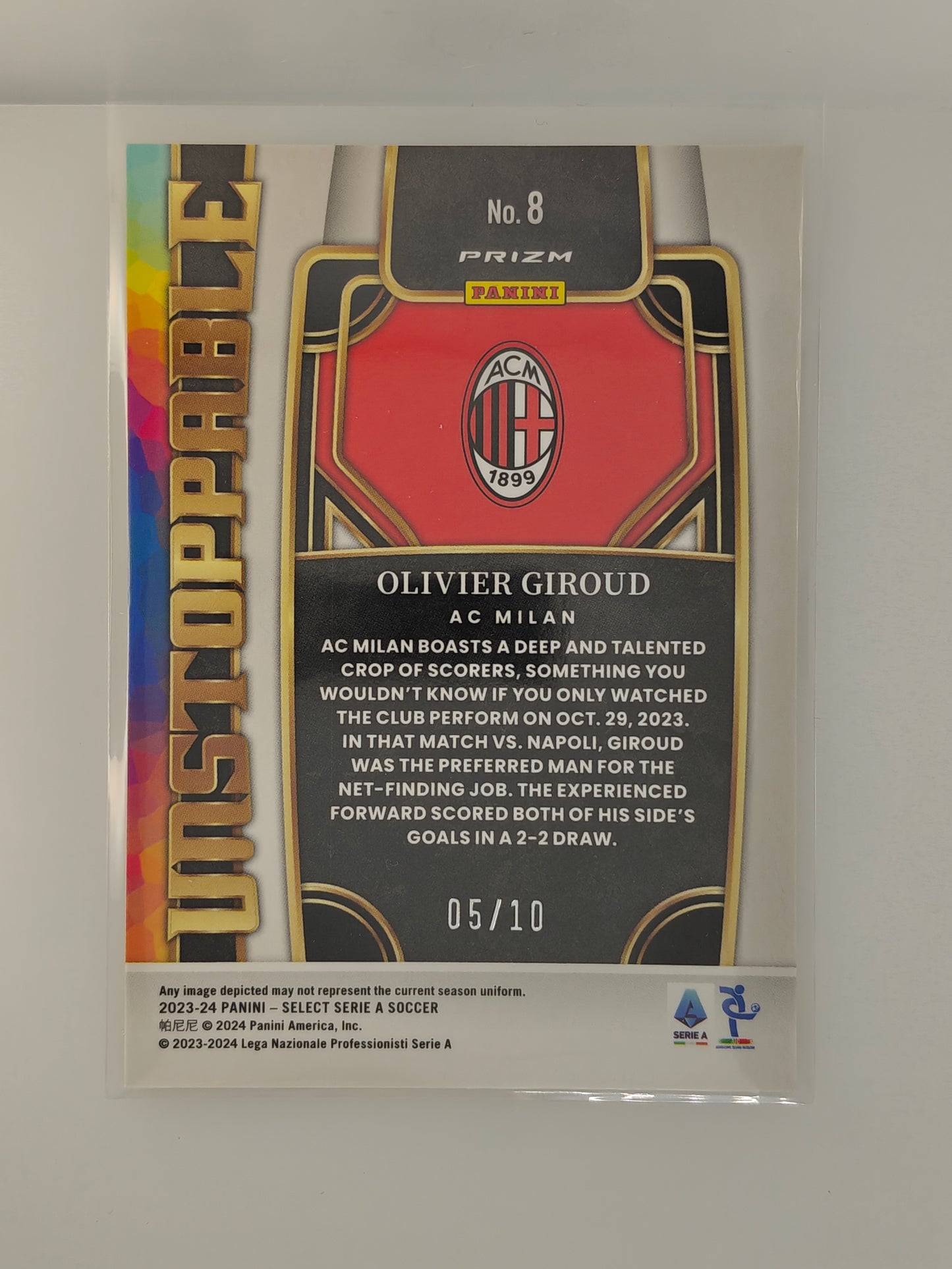 Olivier Giroud /10 Unstoppable - Panini Select Serie A 23/24