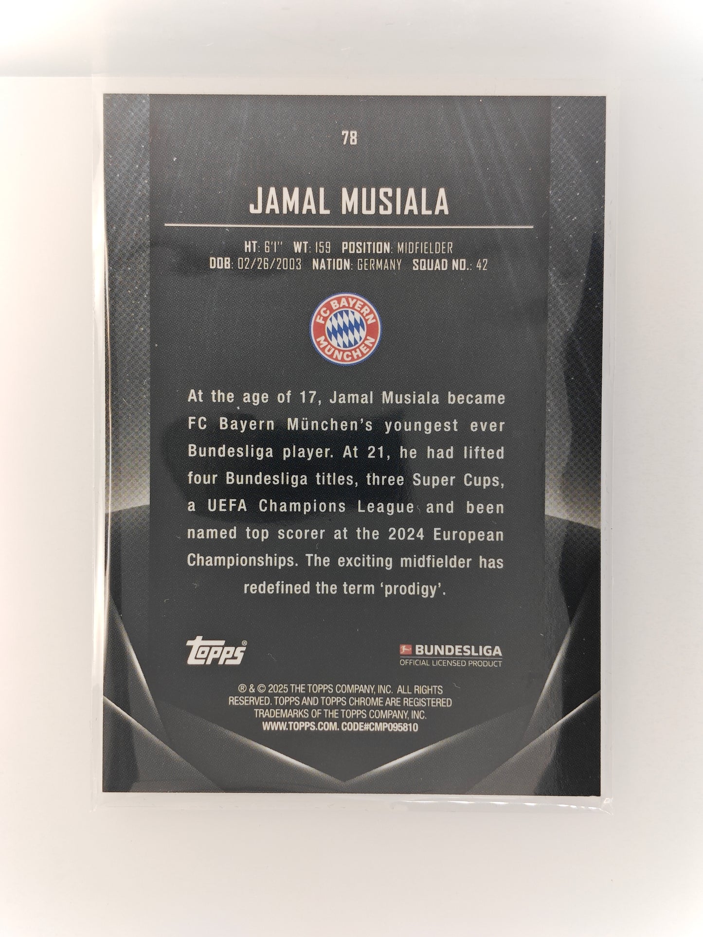 Jamal Musiala /25 - Topps Midnight Bundesliga 24/25
