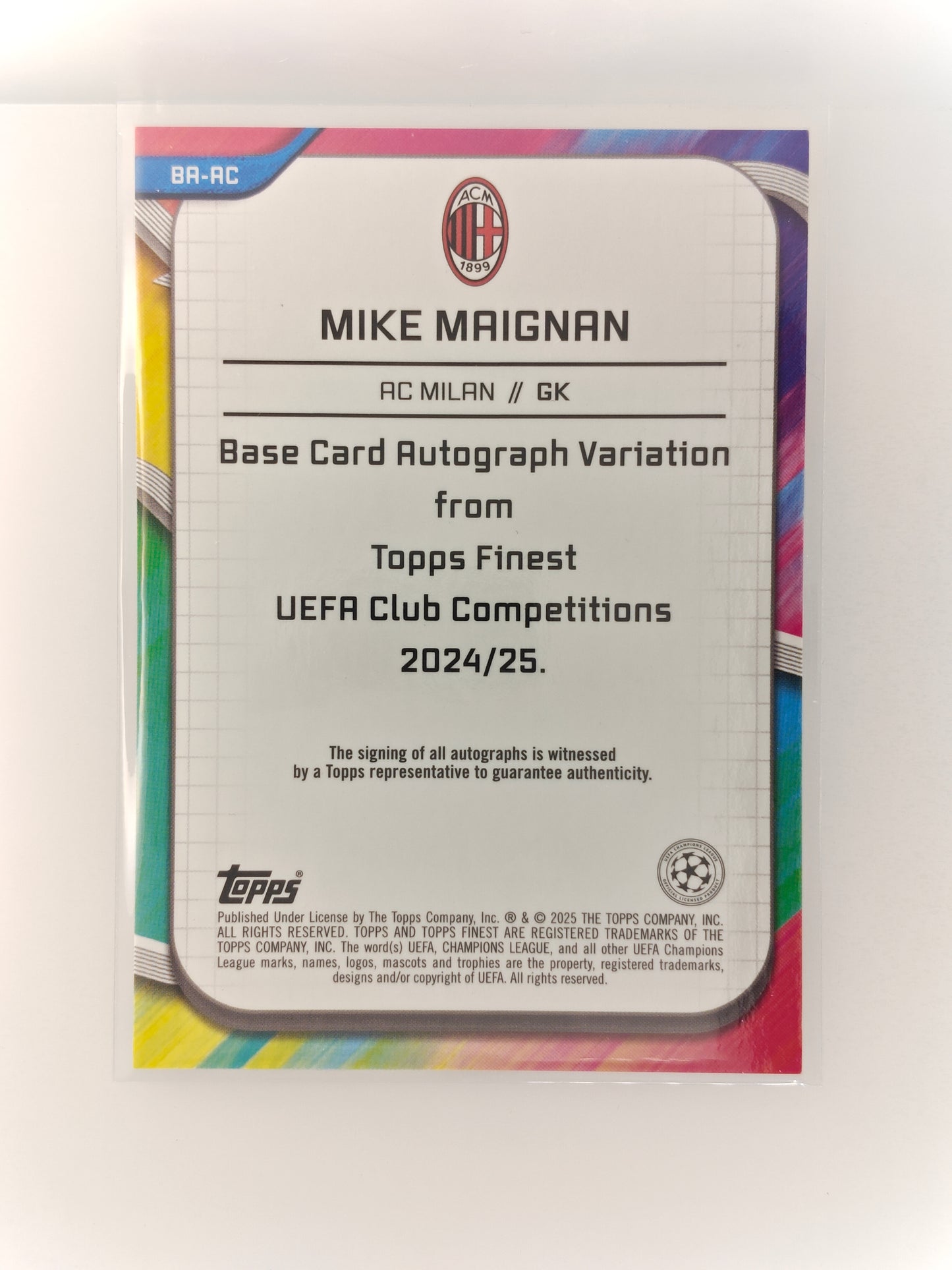 Mike Maignan auto /5 - Topps Finest 24/25