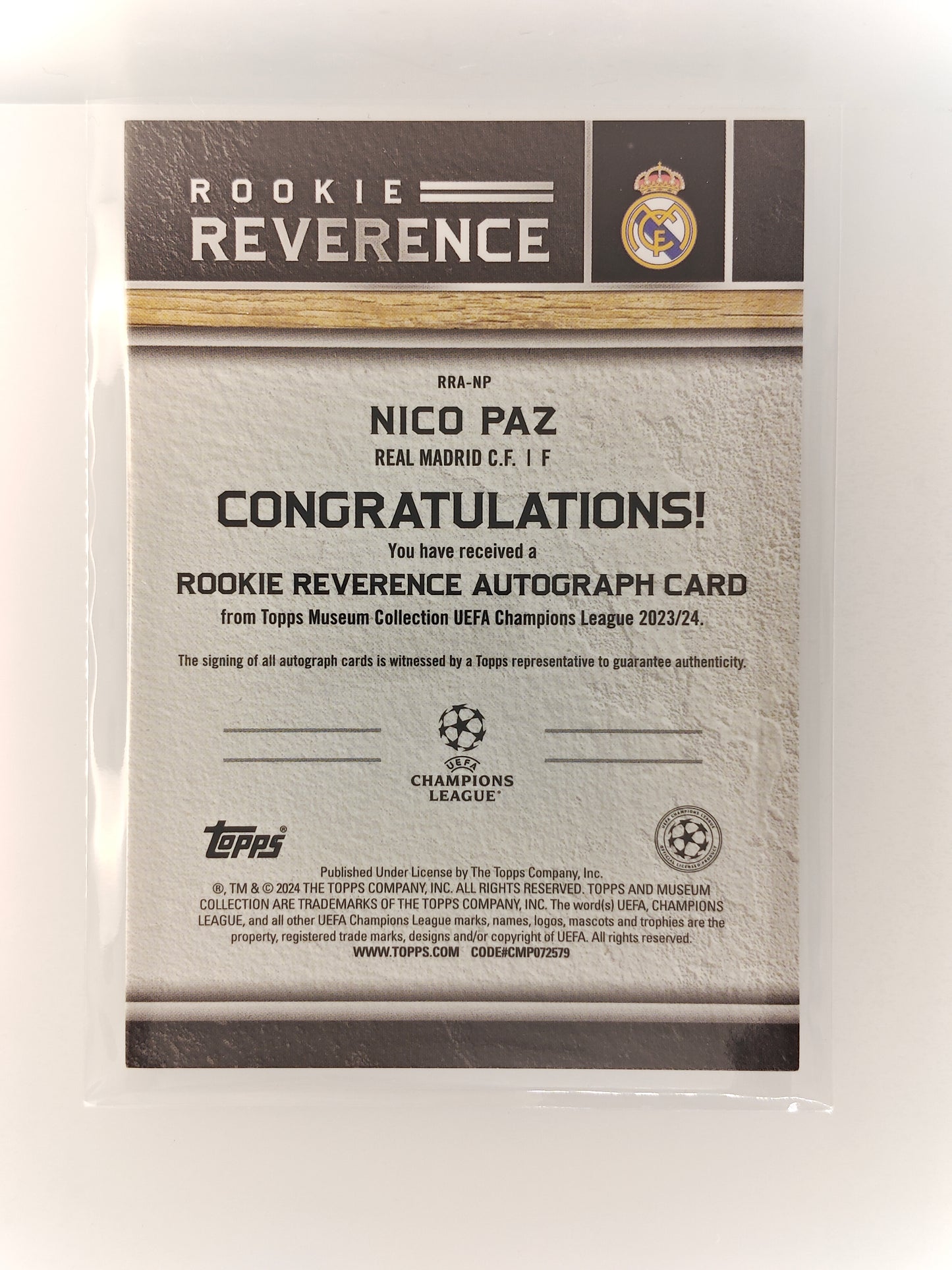 Nico Paz auto RC /99 - Topps Museum 23/24
