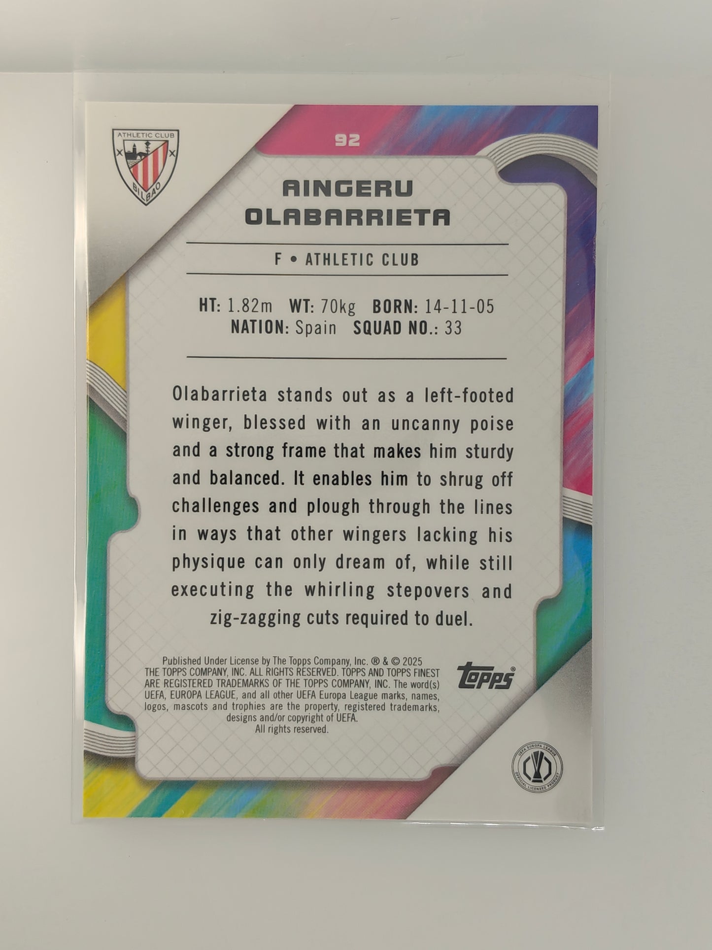 Aingeru Olabarrieta /50 RC - Topps Finest 24/25