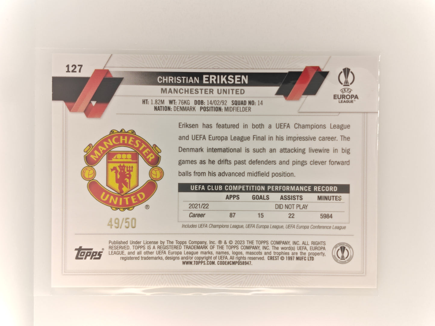Christian Eriksen /50 - Topps Flagship 22/23