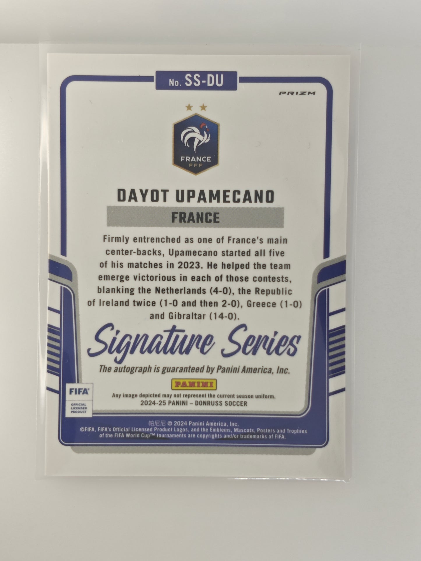 Dayot Upamecano auto pink velocity - Panini Donruss 24/25