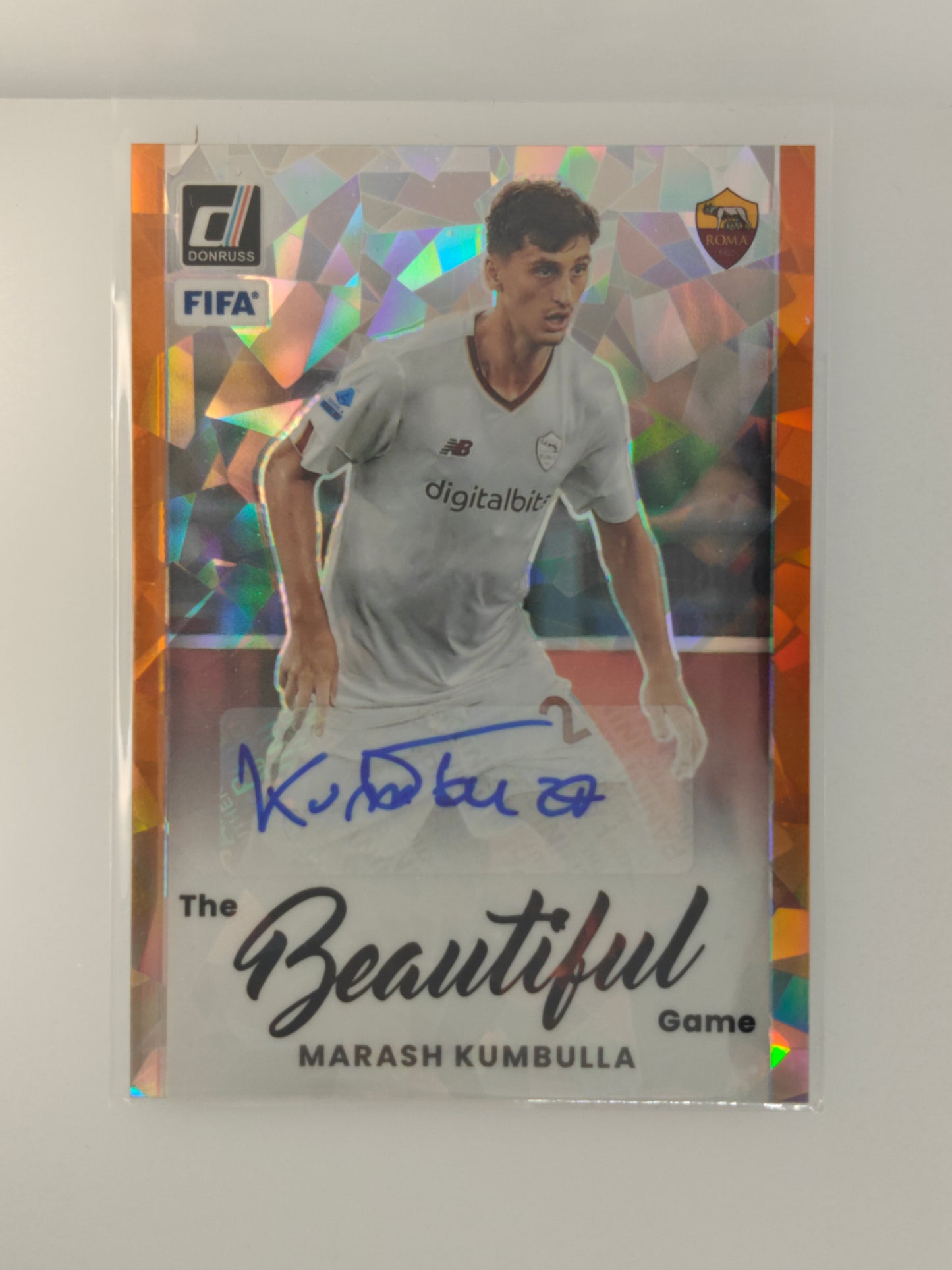 Marash Kumbulla auto Orange cracked ice - Panini Donruss 22/23