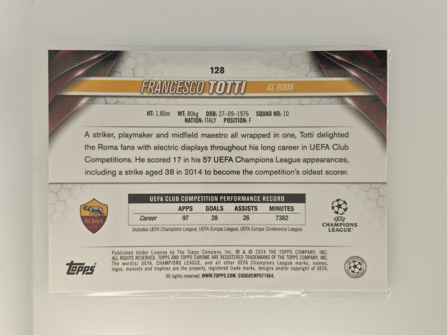 Francesco Totti Legendary Case hit SP - Topps Chrome 23/24