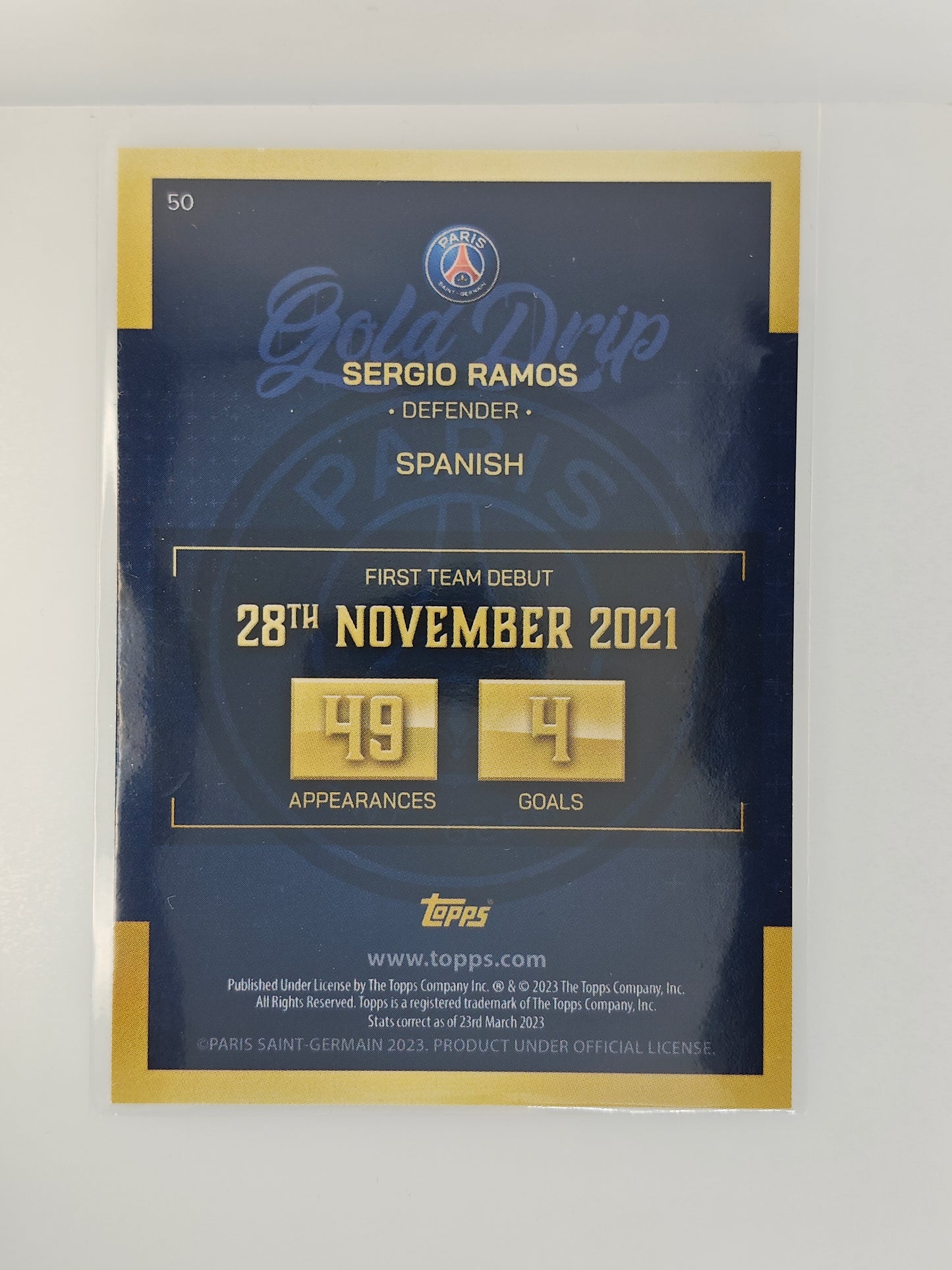 Sergio Ramos Gold Drip - Topps PSG Teamset 22/23