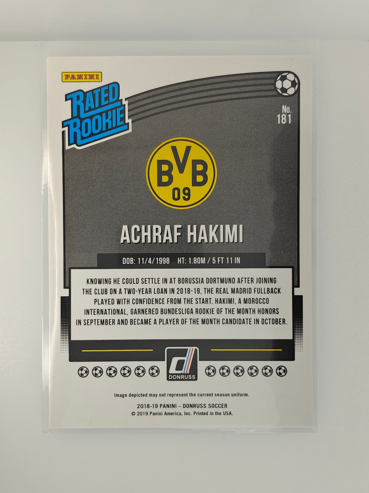 Achraf Hakimi Rated Rookie - Panini Donruss 18/19