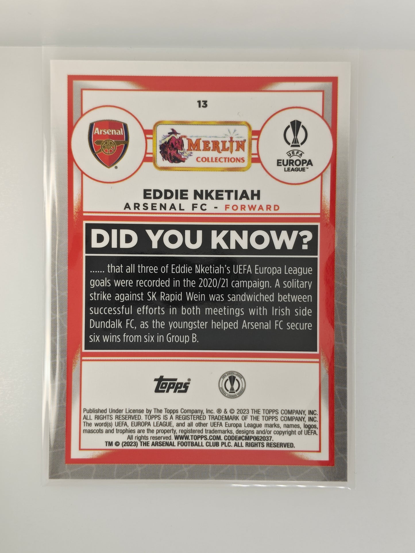 Eddie Nketiah /25 - Topps Merlin 22/23