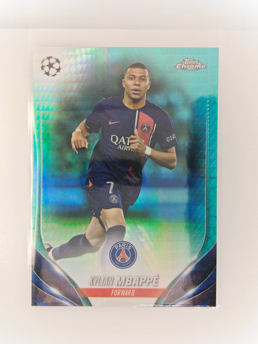 Kylian Mbappe aqua - Topps Chrome 23/24