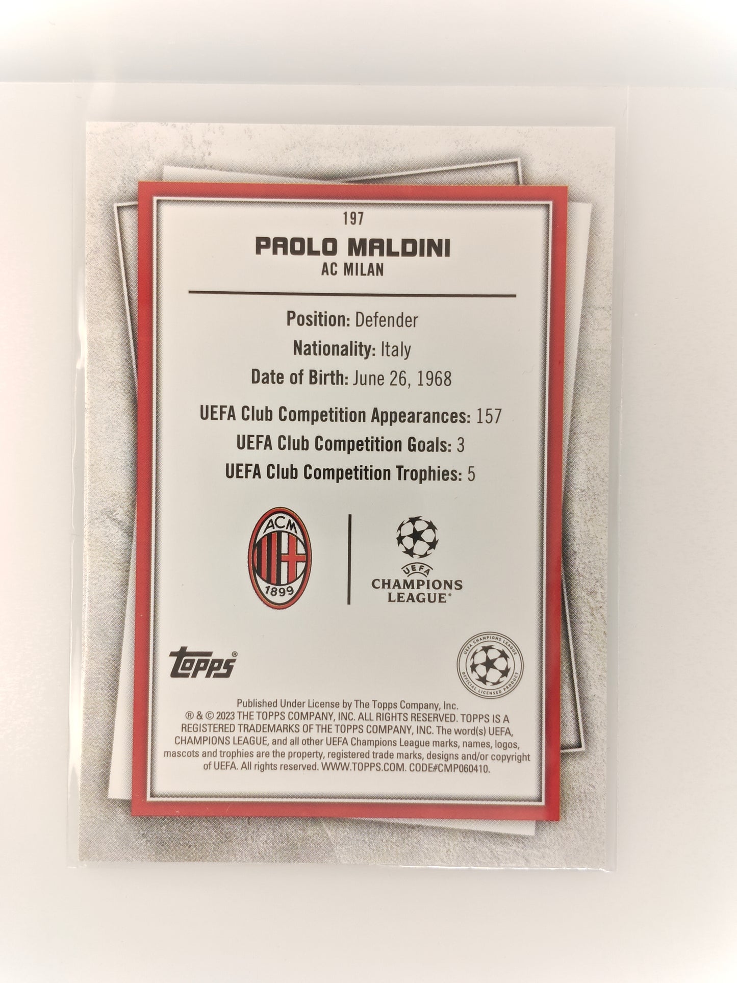 Paolo Maldini Fire & Ice Limited - Topps Superstars 22/23