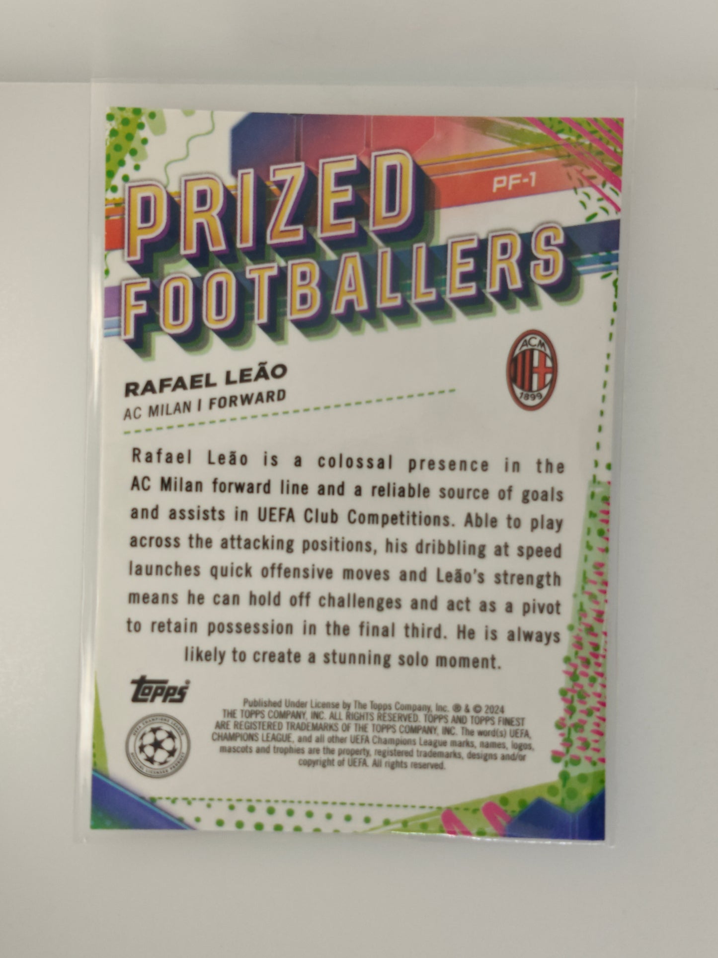 Rafael Leao Prized Footballers - Topps Finest 23/24