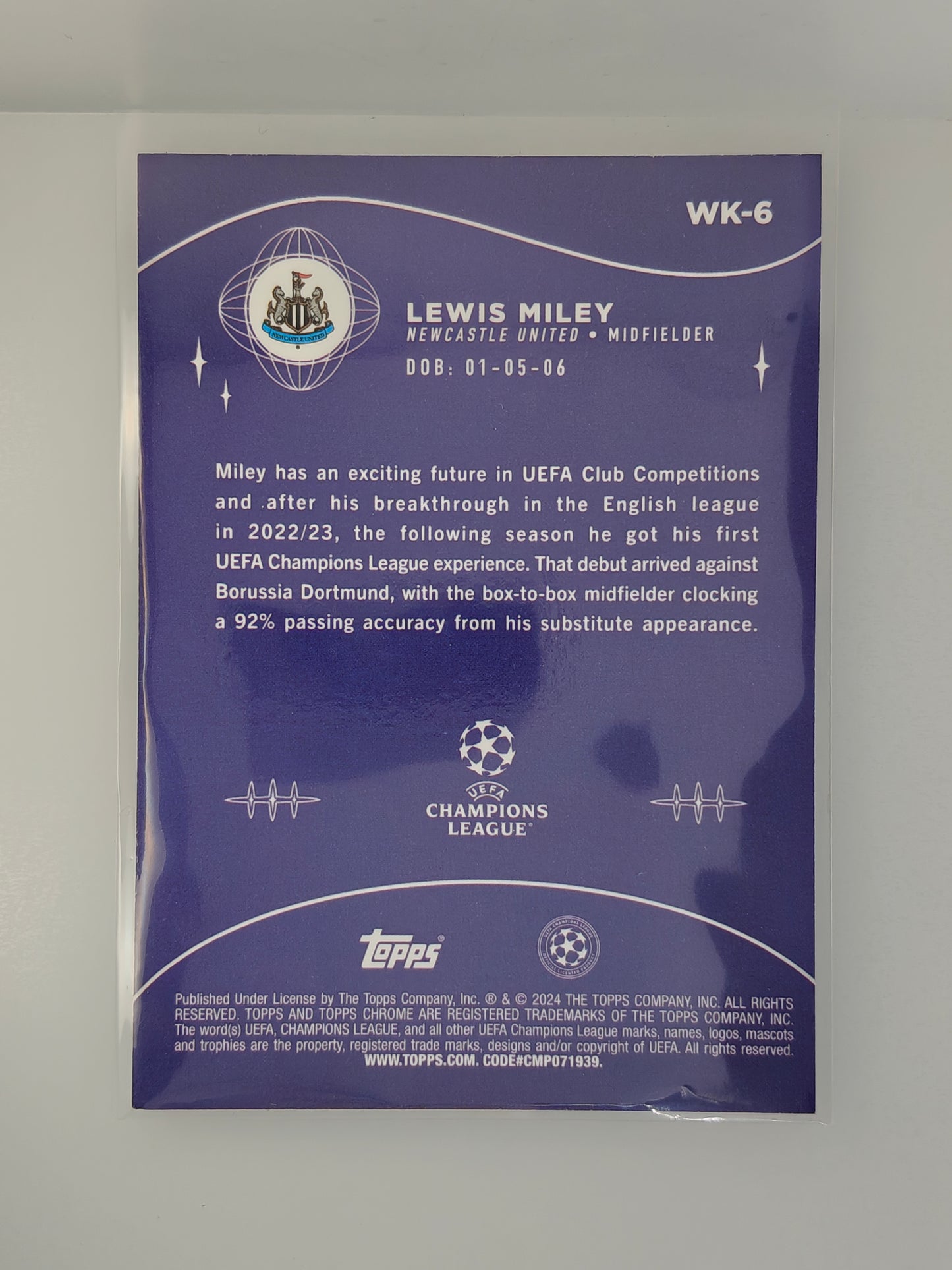 Lewis Miley Wonderkids RC - Topps Chrome 23/24