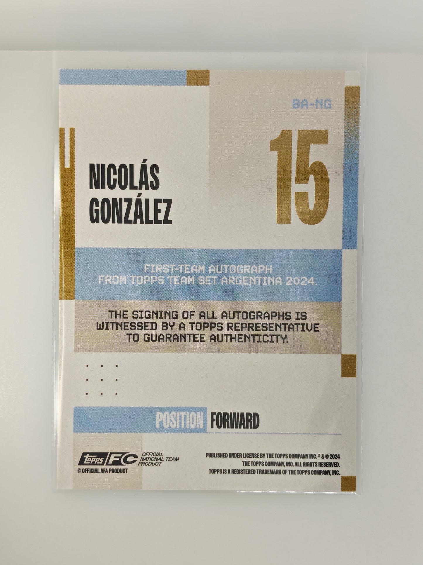 Nicolas Gonzales auto /250 - Topps Argentina fanset 24/25