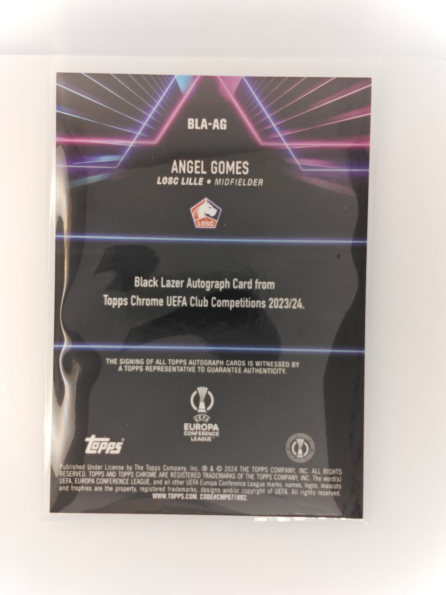 Angel Gomes auto /199 black lazer - Topps Chrome 23/24