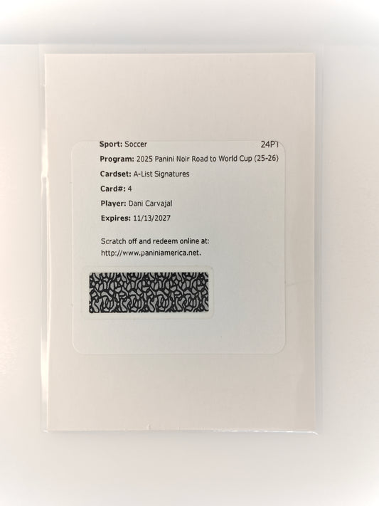 Dani Carvajal auto redemption - Panini Noir World Cup 25/26