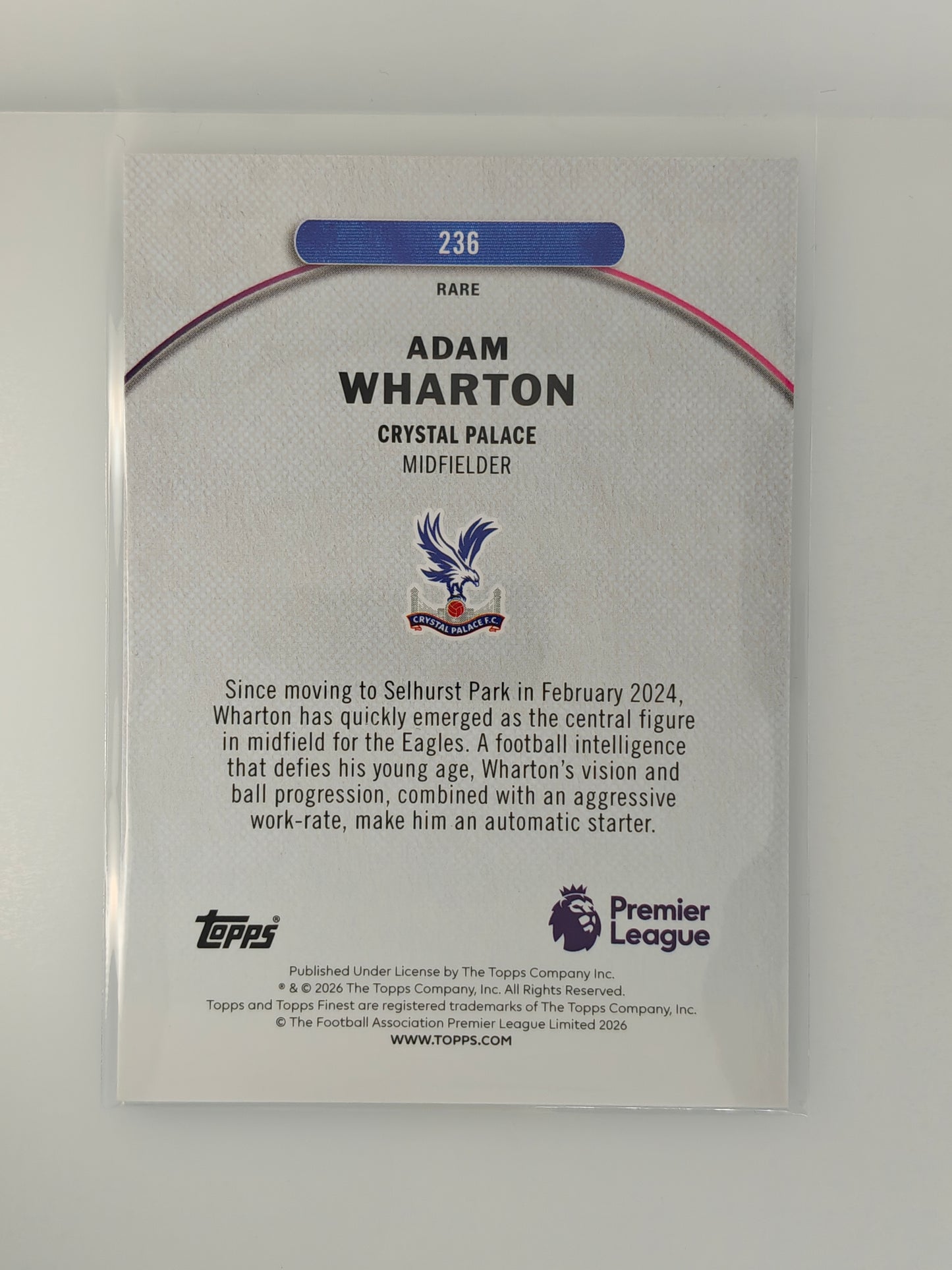 Adam Wharton /99 rare colormatch - Topps Finest 25/26 PL