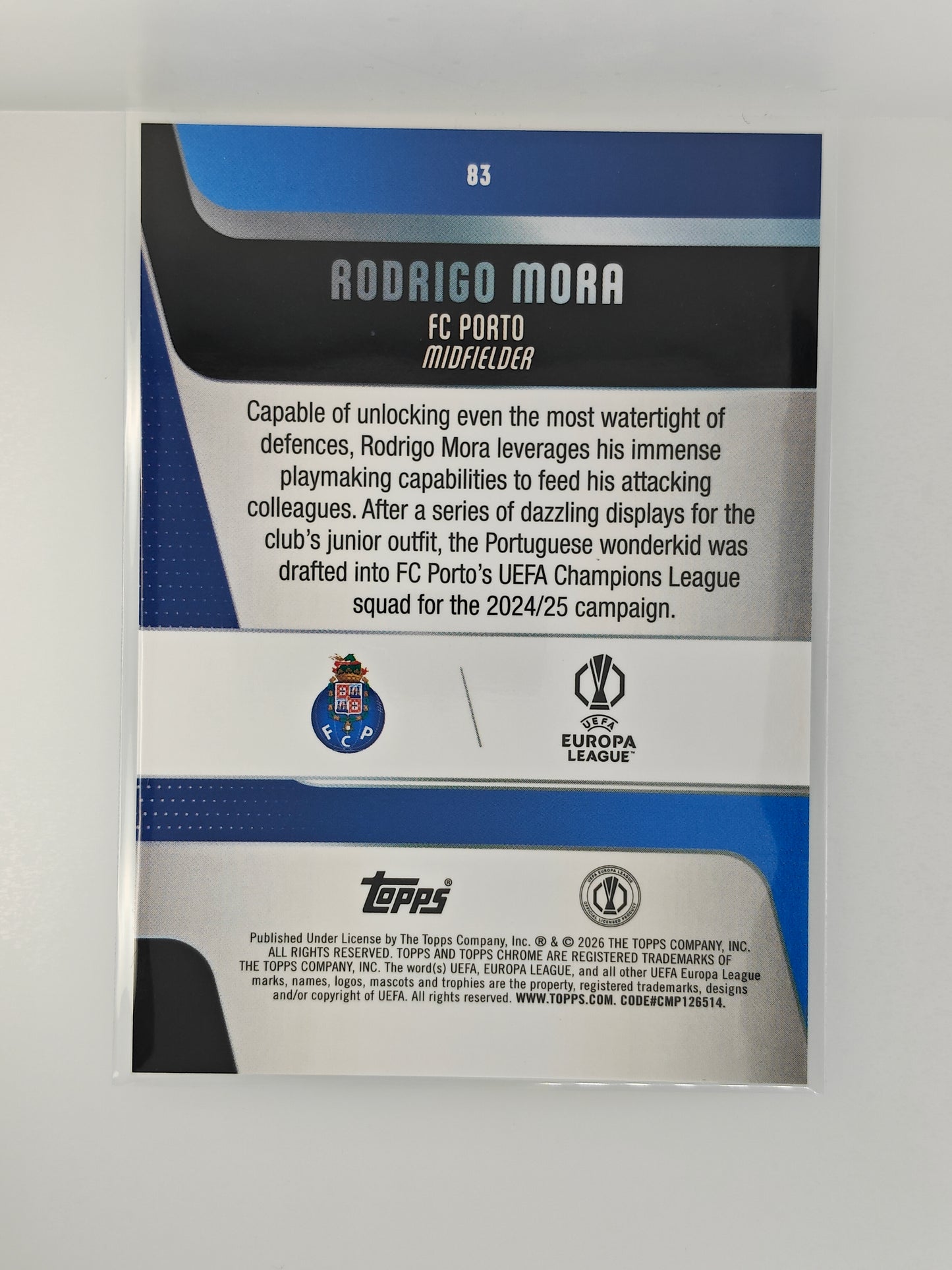 Rodrigo Mora /299 Future stars - Topps Chrome 25/26