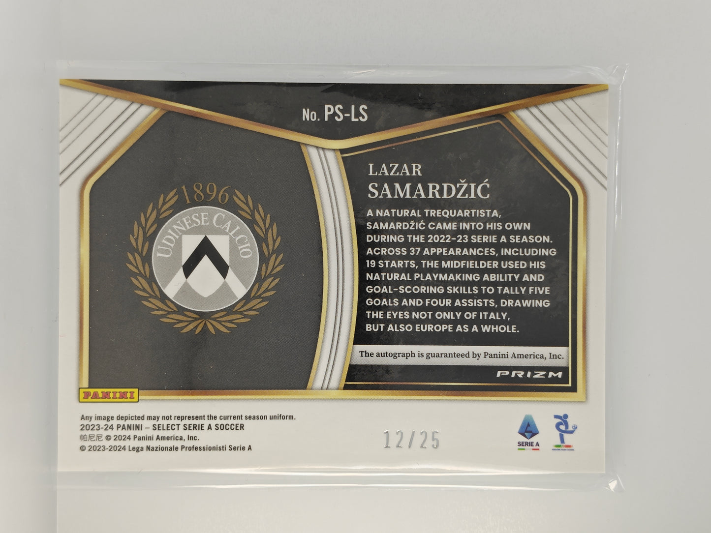 Lazar Samardzic auto /25 - Panini Select Serie A 23/24