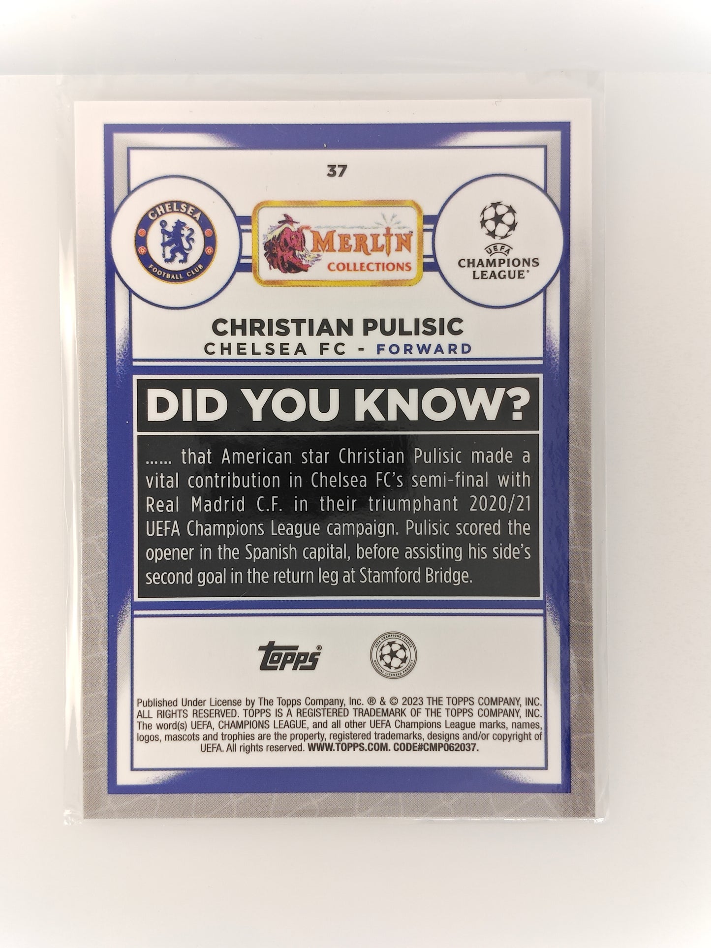 Christian Pulisic /50 - Topps Merlin 22/23