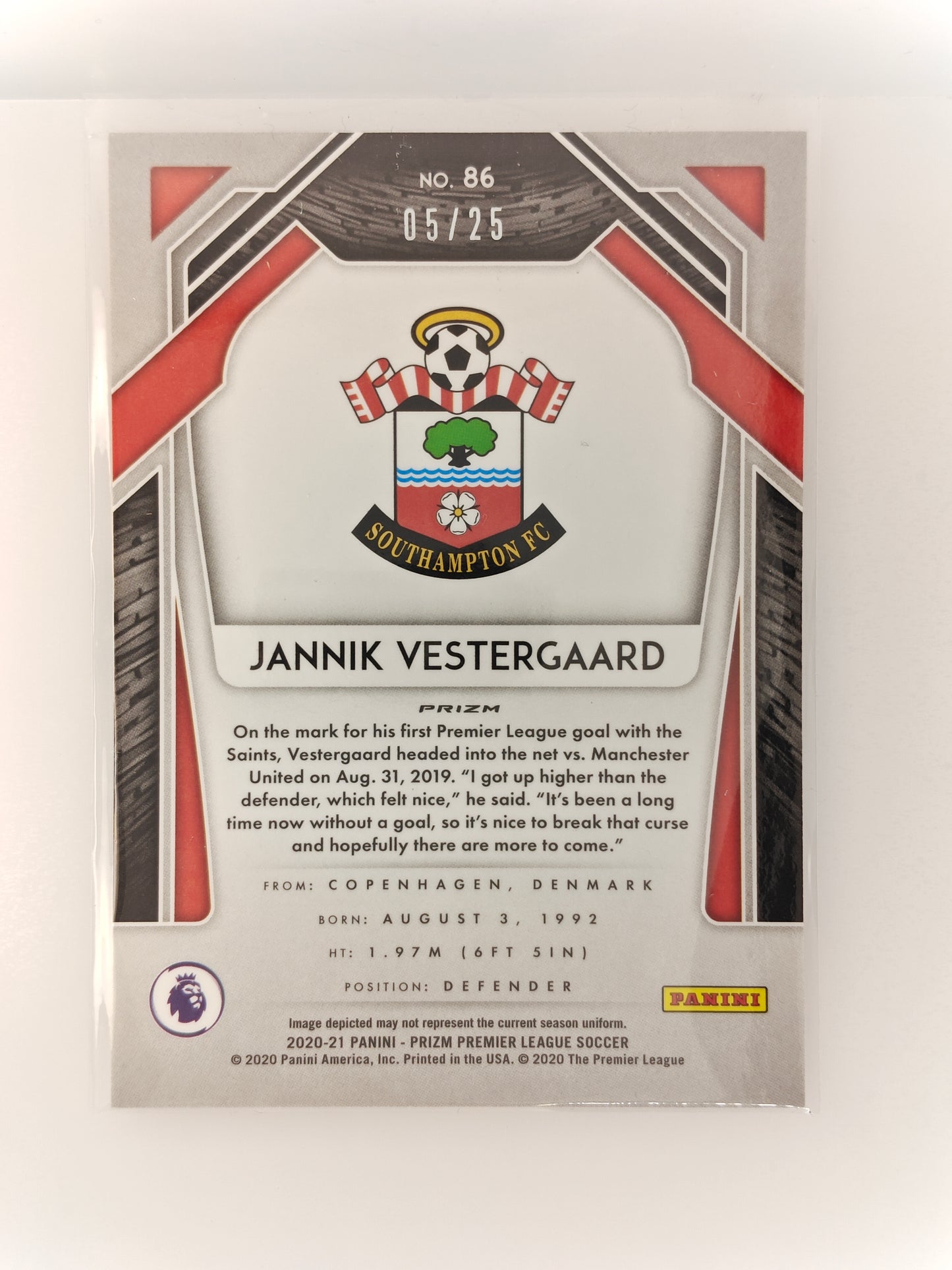 Jannik Vestergaard /25 - Panini Prizm Premier League 20/21