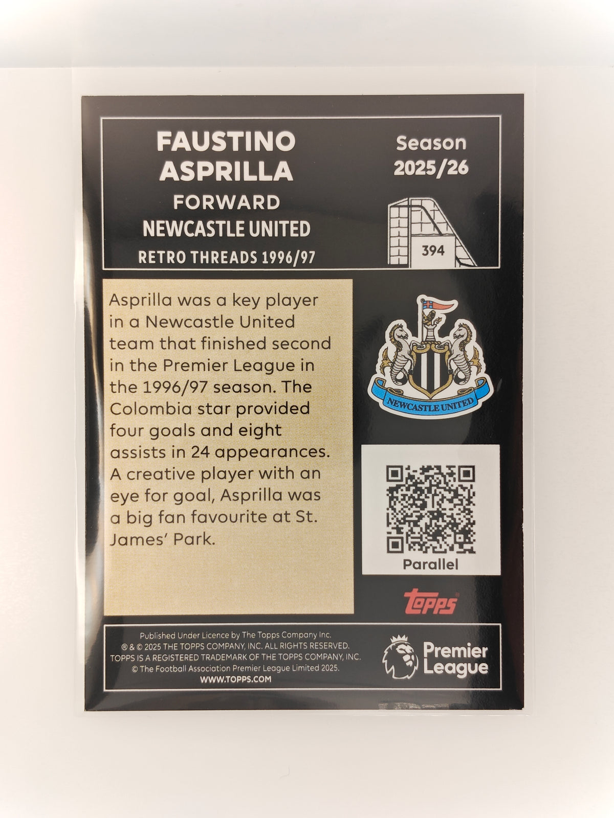Faustino Asprilla 1/50 Retro Threads - Topps Premier League 25/26