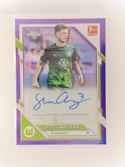 Andreas Skov Olsen auto 75/75 - Topps Chrome Bundesliga 25/26