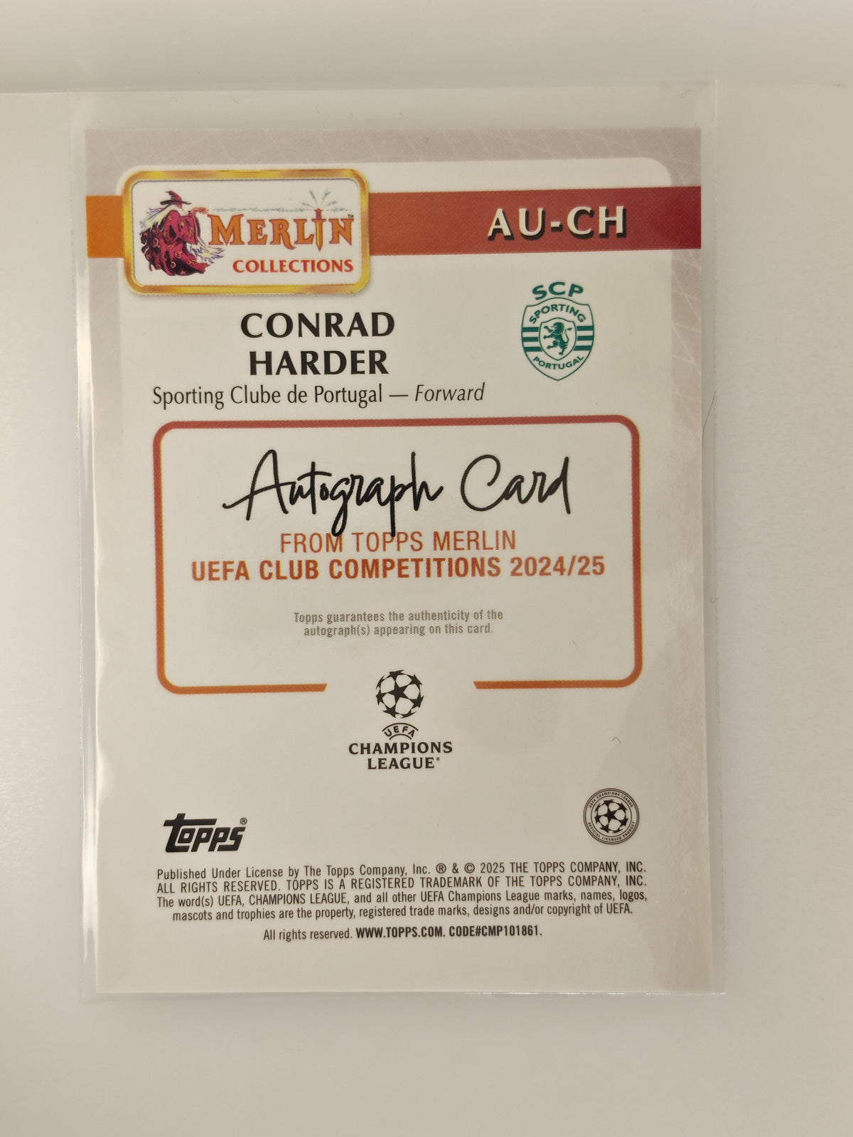 Conrad Harder auto RC - Topps Merlin 24/25