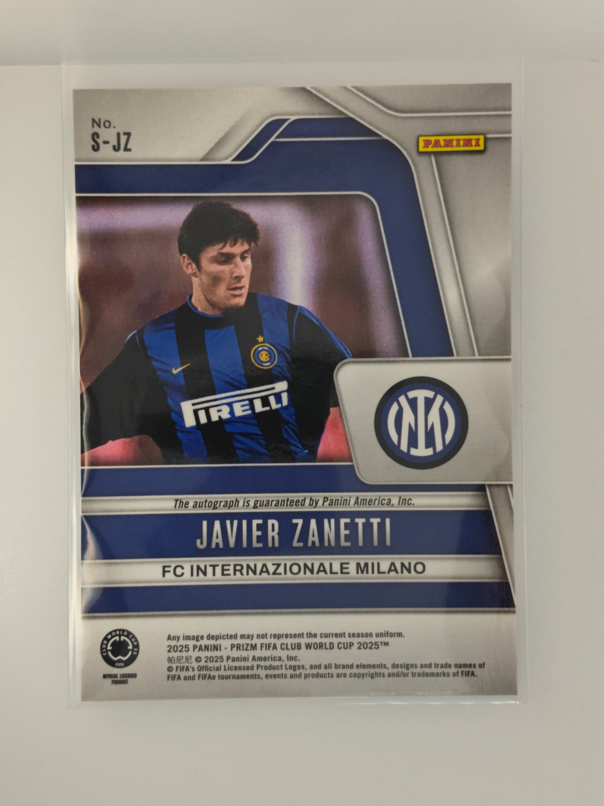 Javier Zanetti auto - Panini Prizm Club World Cup