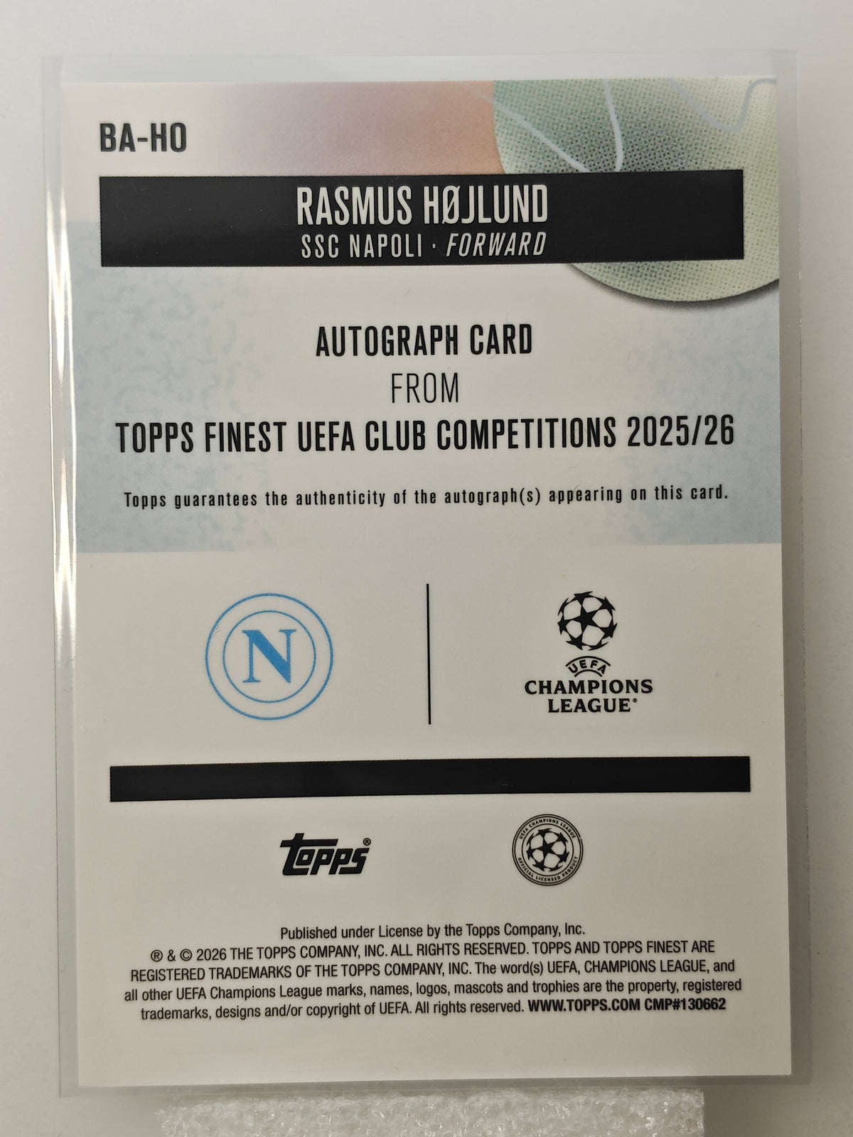 Rasmus Højlund auto /50 - Topps Finest 25/26