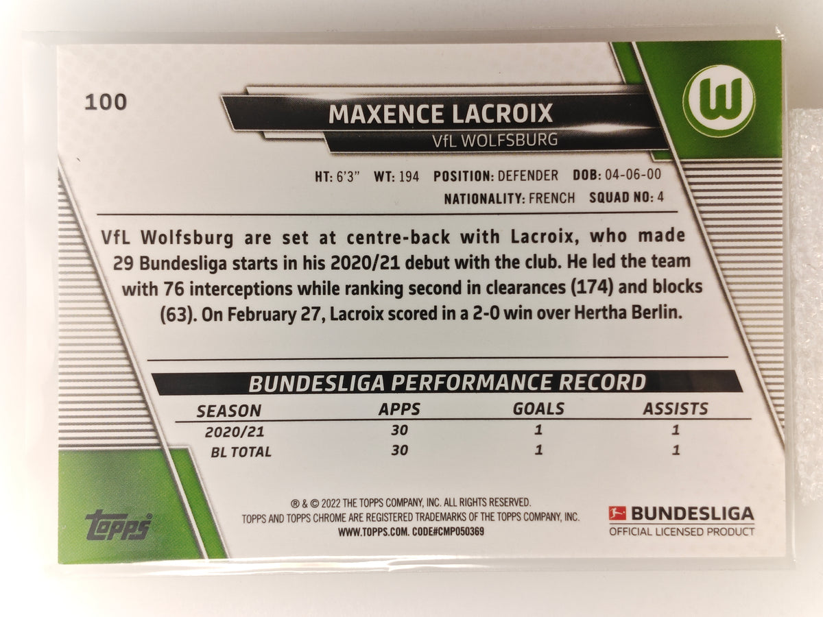 Maxence Lacroix gold lava - Topps Chrome Bundesliga 22/23