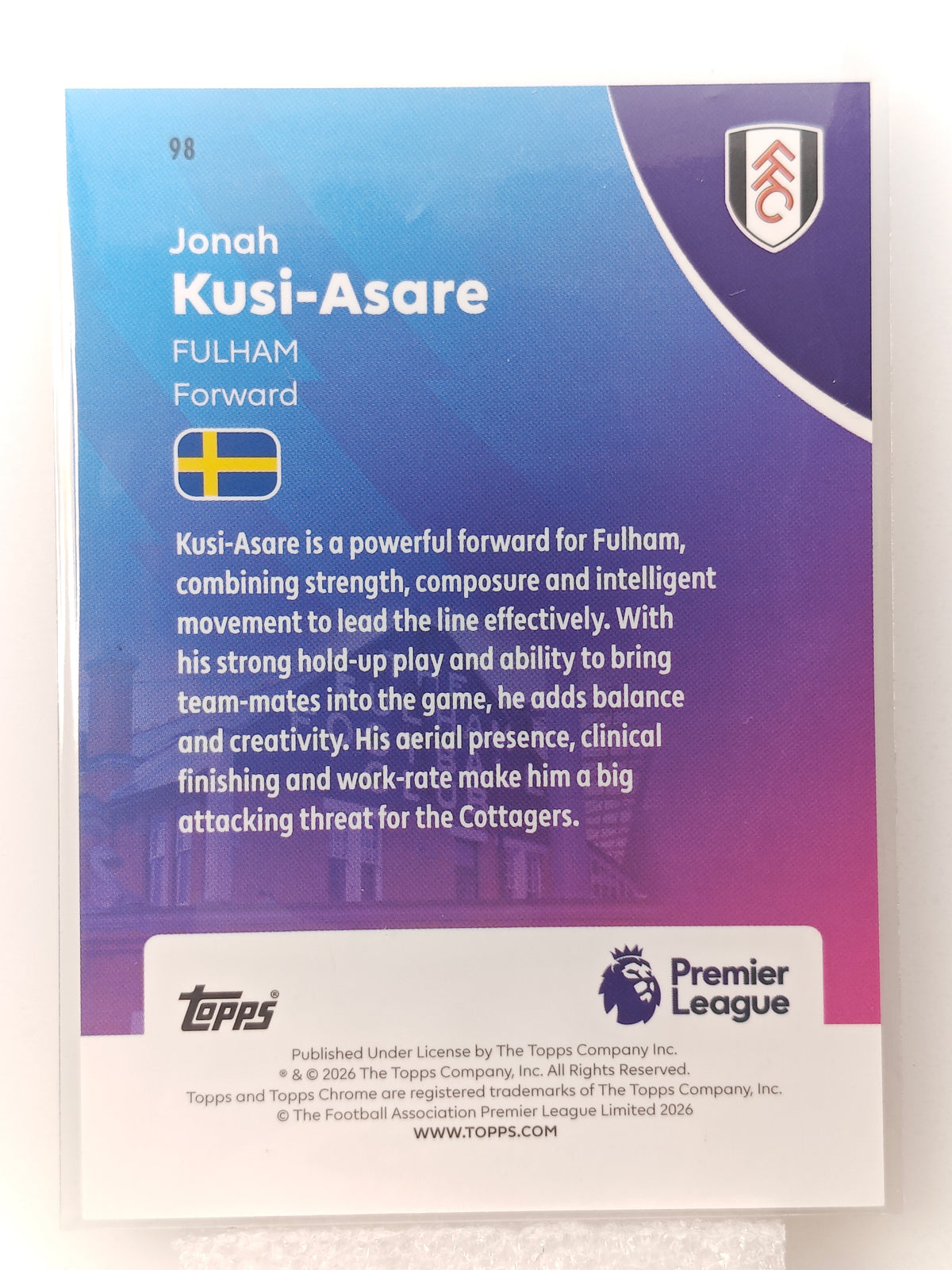 Jonah Kusi-Asara 25/25 RC - Topps Chrome PL 25/26