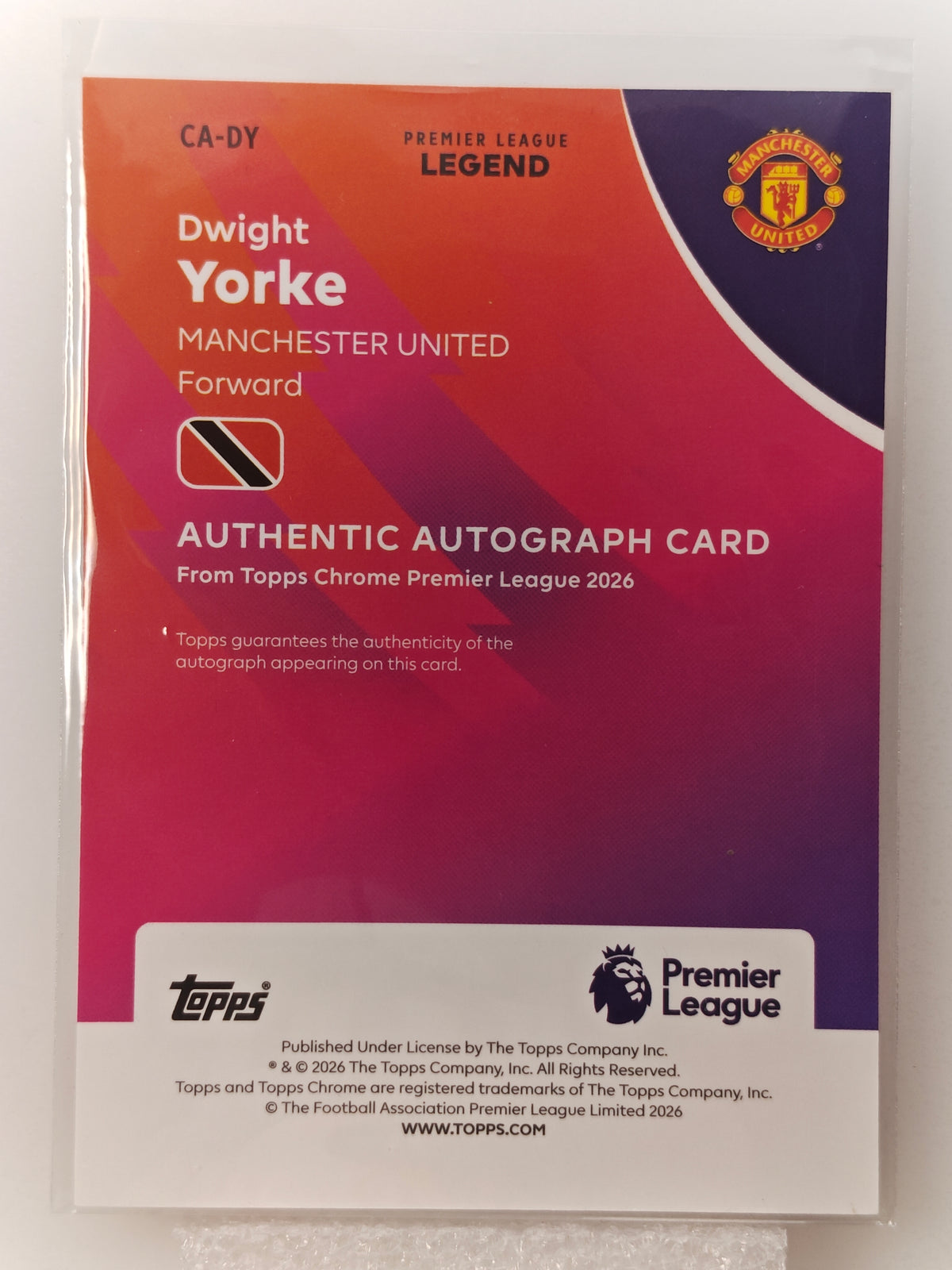 Dwight Yorke auto /75 - Topps Chrome PL 25/26