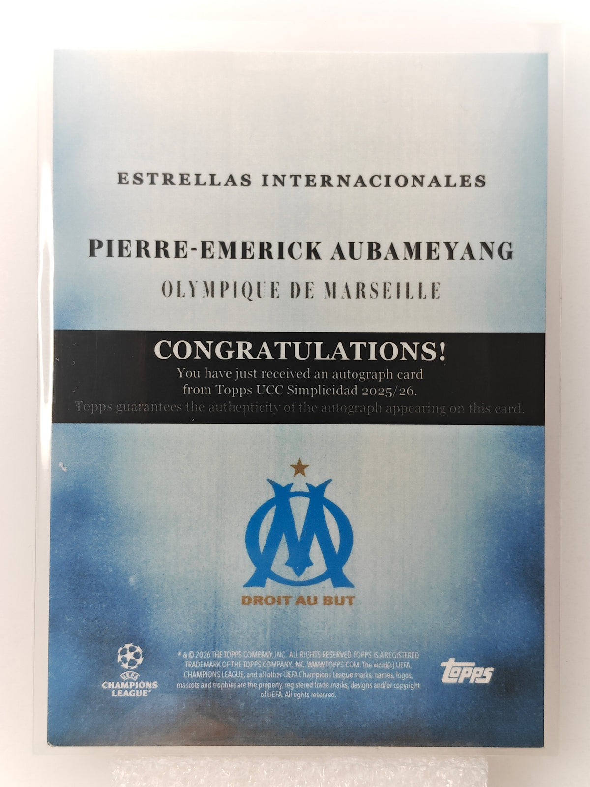 Pierre-Emerick Aubameyang auto /99 - Topps Simplicidad 25/26