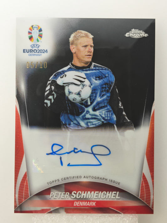 Peter Schmeichel auto /10 - Topps Chrome Euro 24