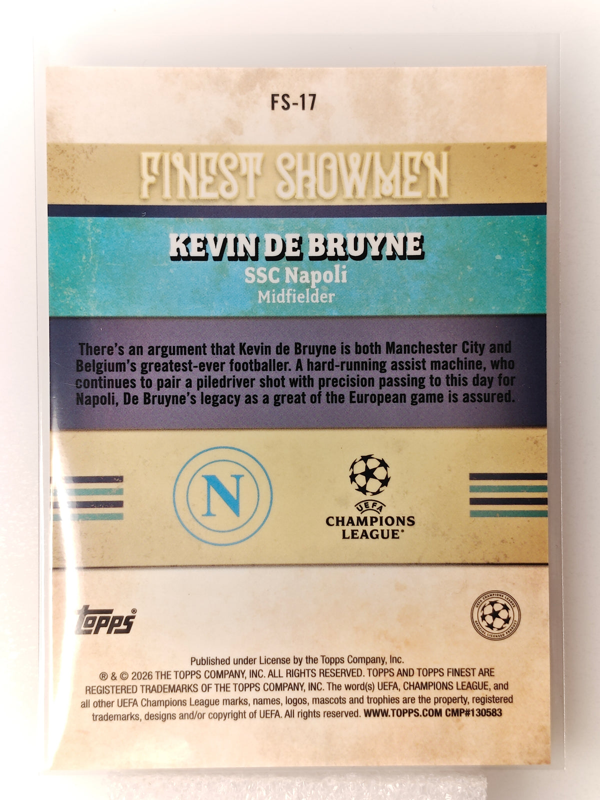 Kevin De Bruyne /25 Finest Showmen - Topps Finest 25/26