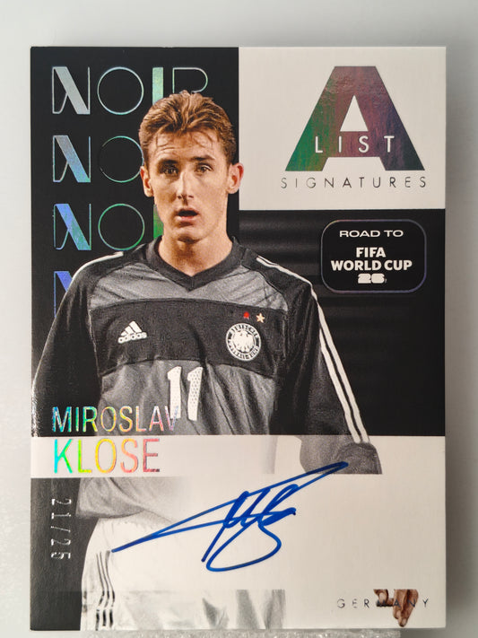 Miroslav Klose auto /25 On Card A List - Panini Noir World Cup 25/26
