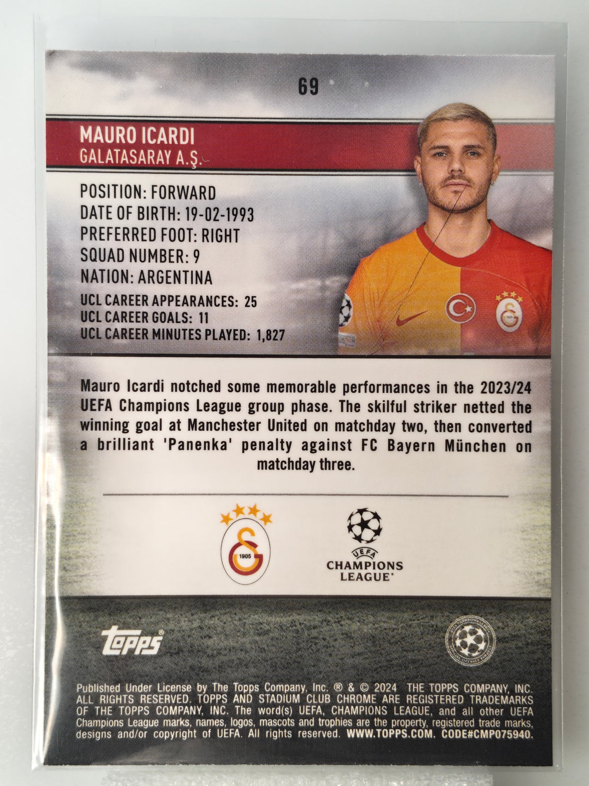 Mauro Icardi /199 - Topps Stadium Chrome 23/24