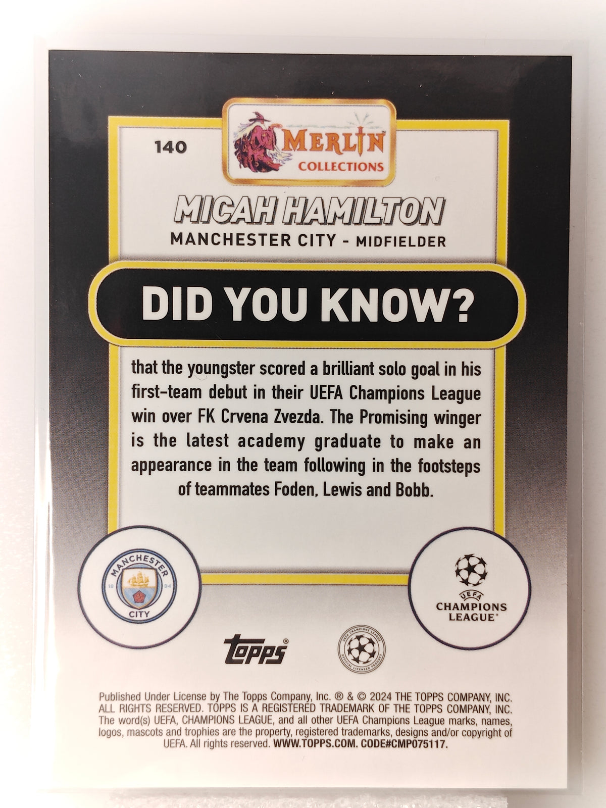 Micah Hamilton /10 rc - Topps Merlin 23/24