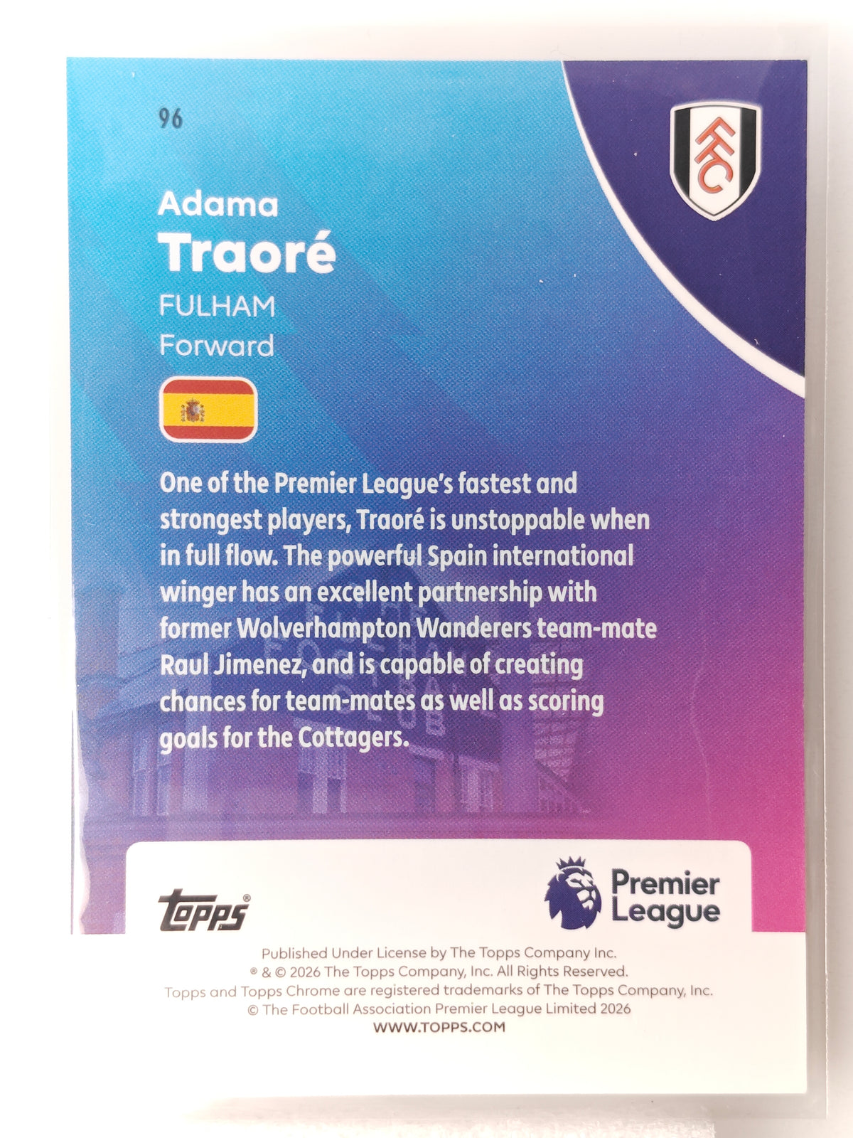 Adama Traore /50 - Topps Chrome PL 25/26